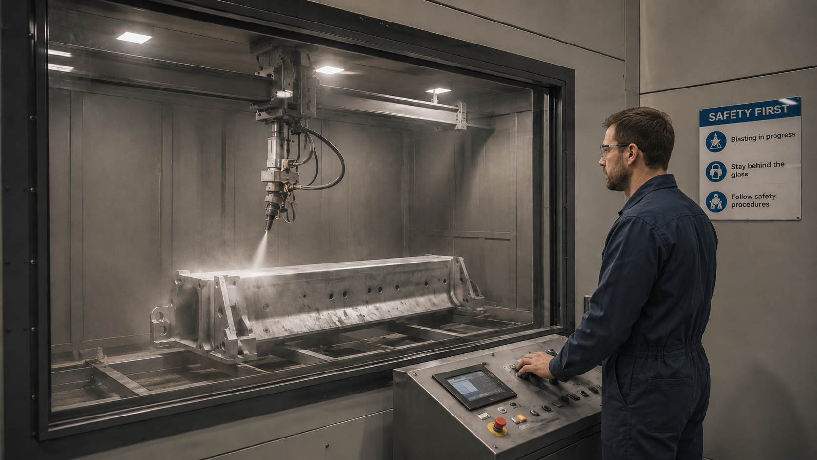 Enclosed sandblasting room